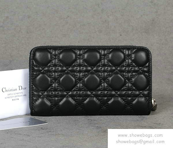 dior wallet escapade lambskin leather 0082 black - Click Image to Close